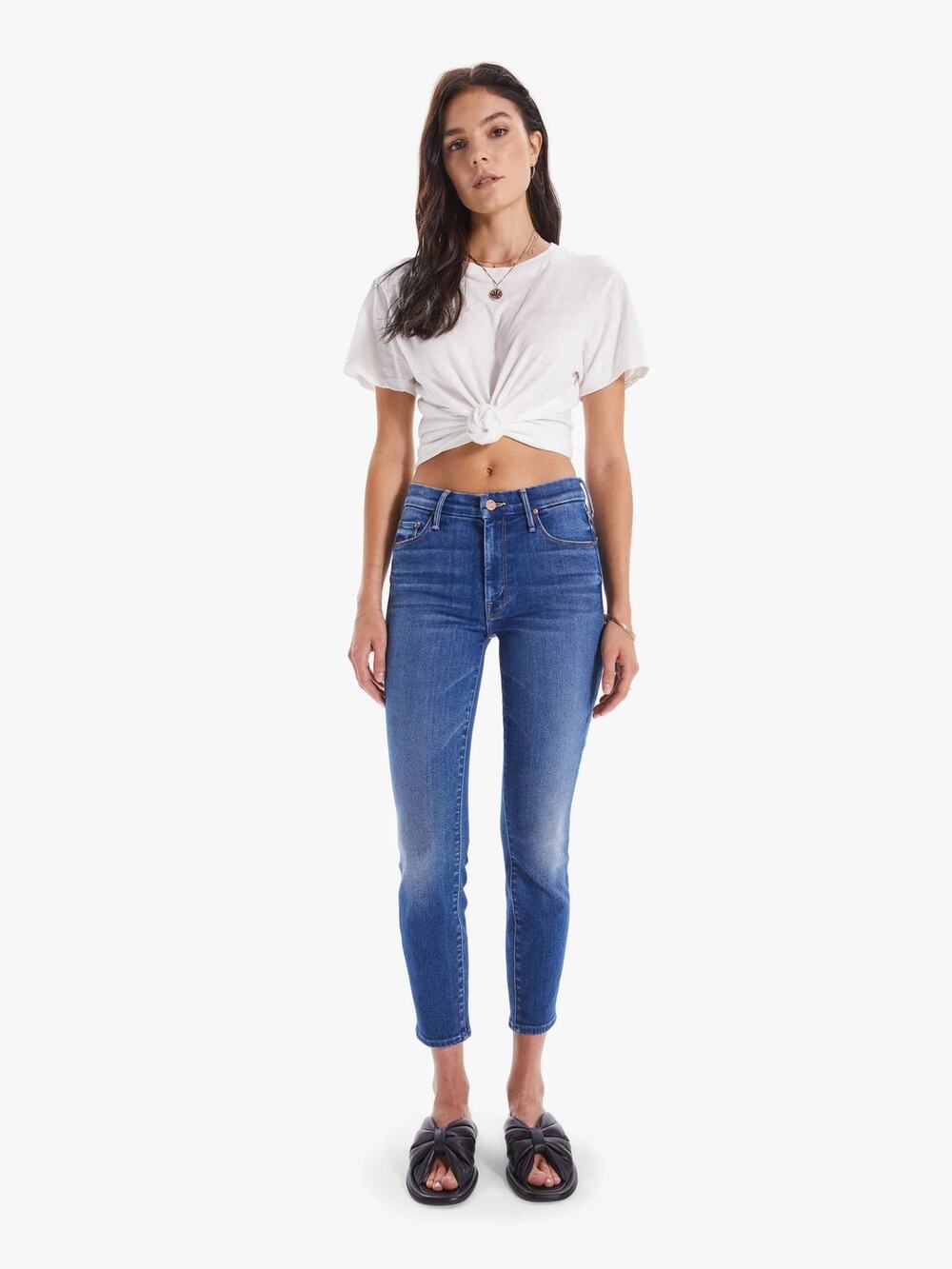 Mother The Looker Crop Switch It Up High Rise Blue Denim Skinny Jeans Size 25